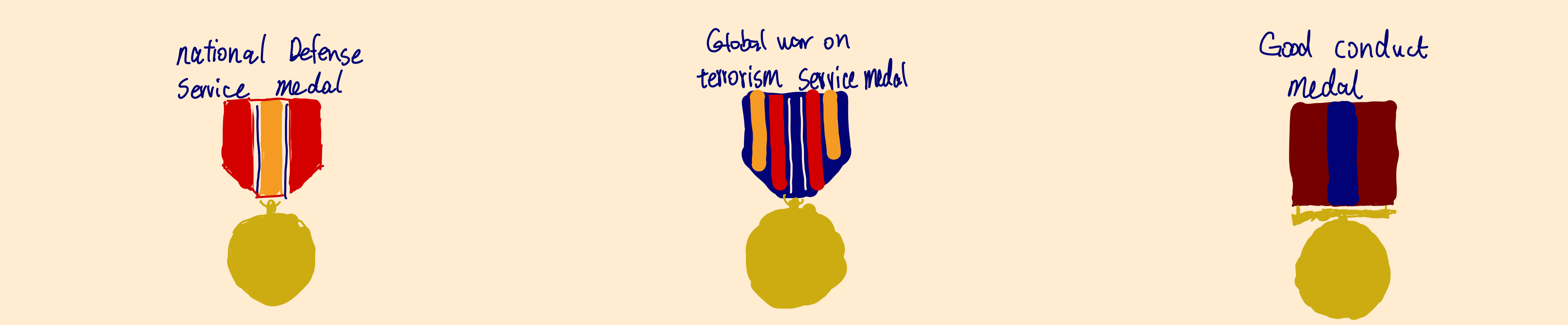 Military Service Medals and Academic Achievement Awards